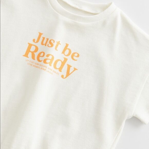 ZARA Kids | Cream | T-SHIRT WITH CONTRASTING SLOGAN - Picture 3 of 4